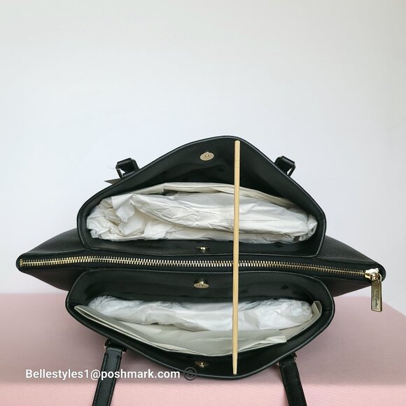 KATE SPADE Monet Triple Compartment Pebbled Leather Large Tote - Black color 🎈 - Picture 12 of 16